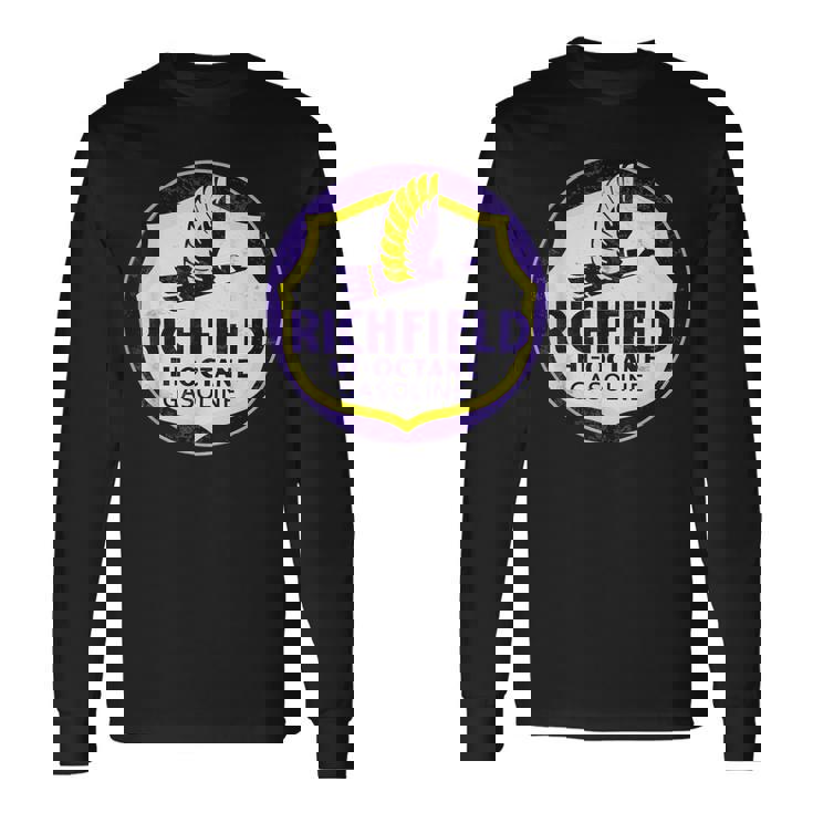 レトロヴィンテージガソリンスタンド リッチフィールドガソリン車 バイクガレージ 長袖Tシャツ