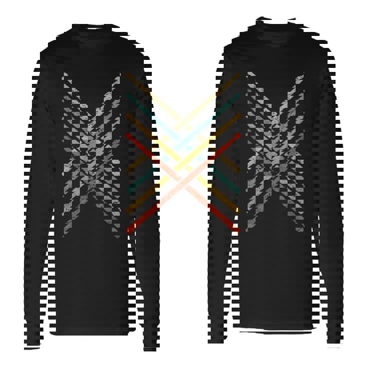 レトロヴィンテージドラマー 70年代 80年代 アンティーク調ドラムスティック 長袖Tシャツ