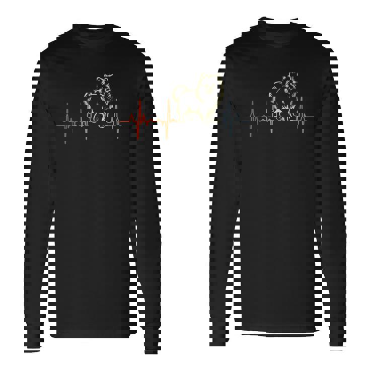 レトロ・ハートビート・ポメラニアン心電図 長袖Tシャツ