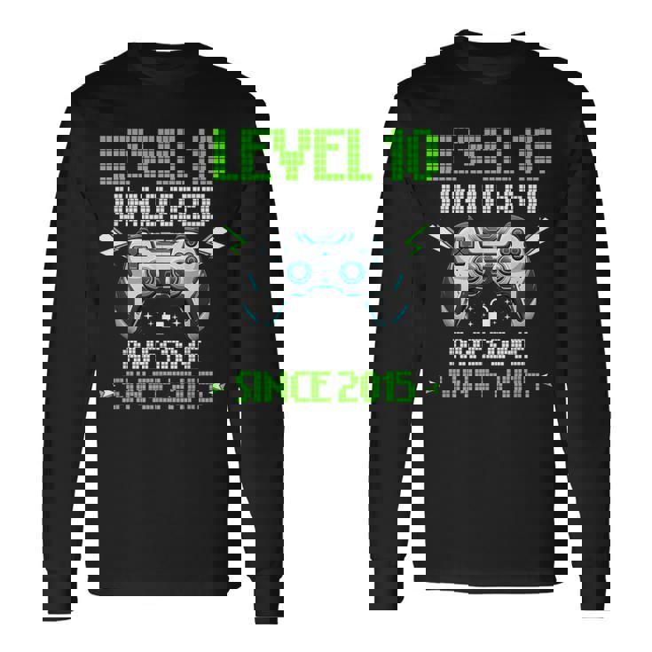 レベル 10 アンロック 素晴らしい 2015 ビデオゲーム 10歳の誕生日 長袖Tシャツ