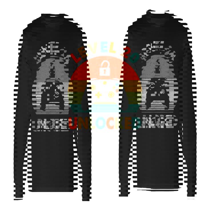 レベル 20 アンロック レトロ ヴィンテージ 面白い 20歳の誕生日 ゲーマー 長袖Tシャツ