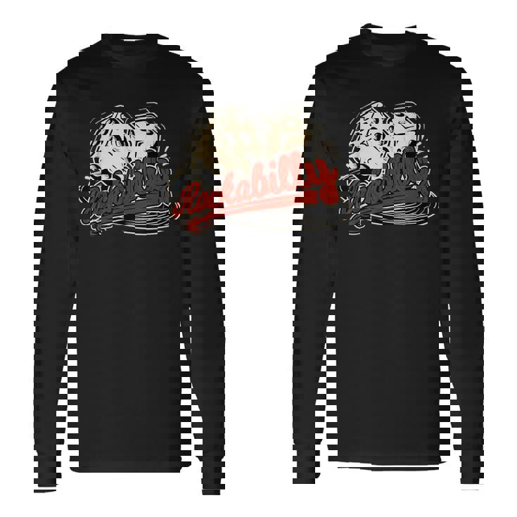 ロカビリーロックミュージックレトロキューブビニール1950sロッカー 長袖Tシャツ