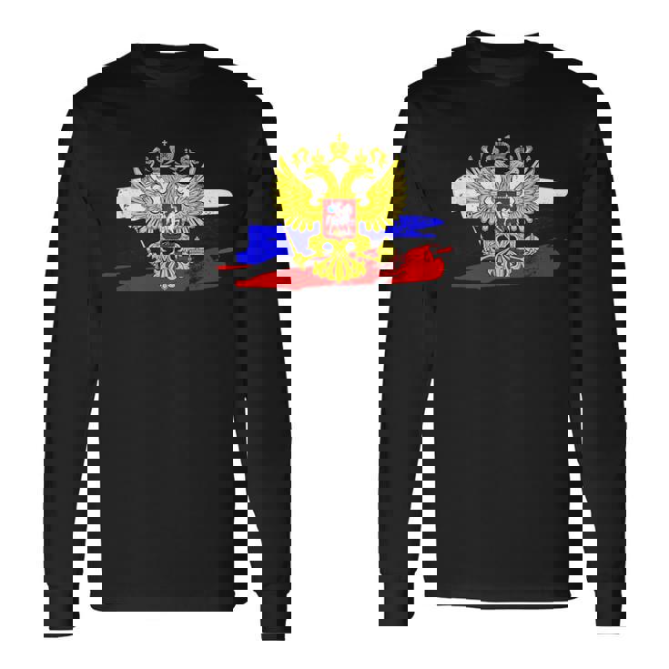 ロシア国章 ロシア国旗 イーグルエンブレム付き 長袖Tシャツ