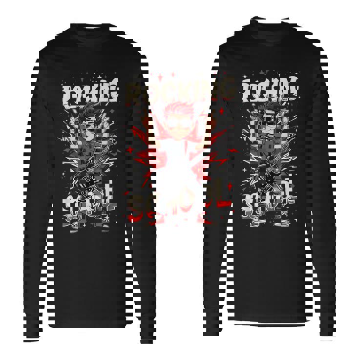 ロッキング・100デイズ・オブ・スクール・ファニー・ギター・キッズ 長袖Tシャツ