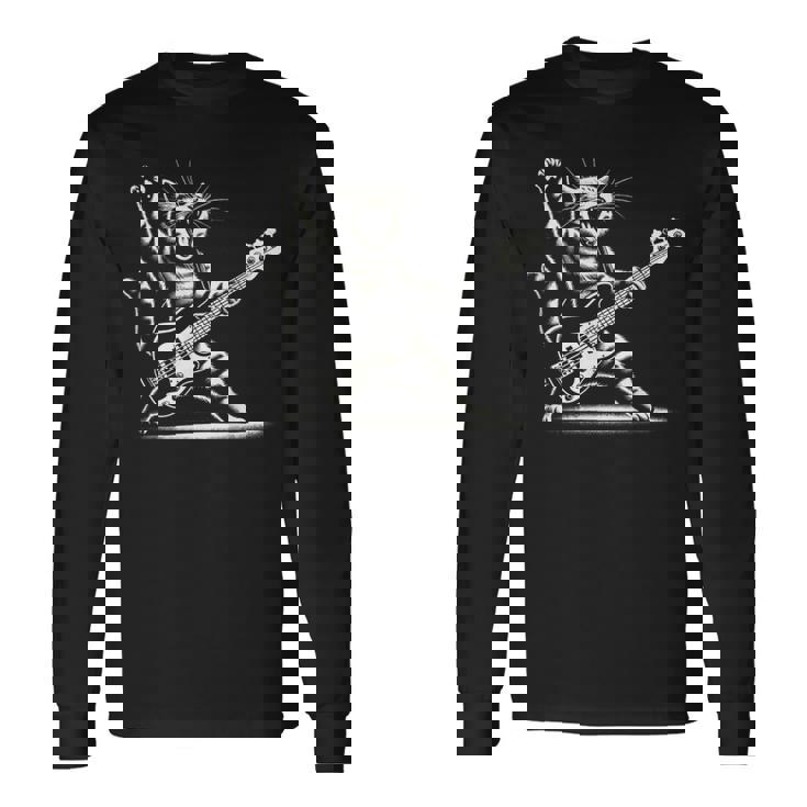 ロッキーキャット ベースギター4面エレキベースプレーヤー 長袖Tシャツ