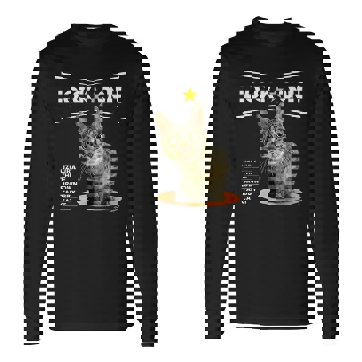 ロックオンなねこ 狙う猫 Cat 長袖Tシャツ