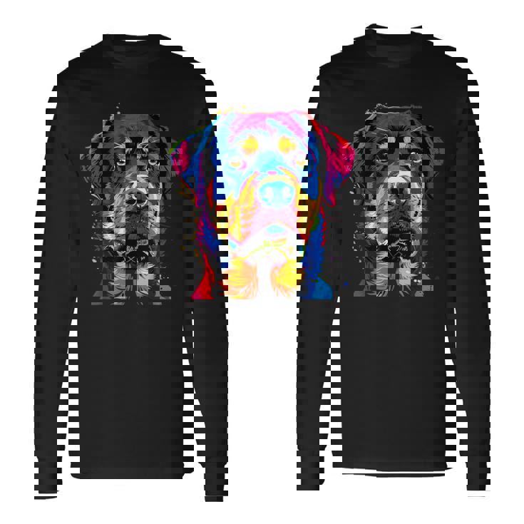ロットワイラー 犬 カラフル ポップアート 犬の誇り ロットワイラー 長袖Tシャツ
