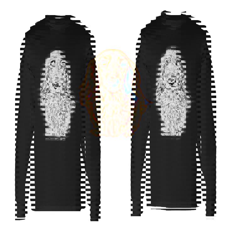ロングヘア ダックスフンド ギフト かわいい ソーセージ 犬 レディース メンズ 長袖Tシャツ