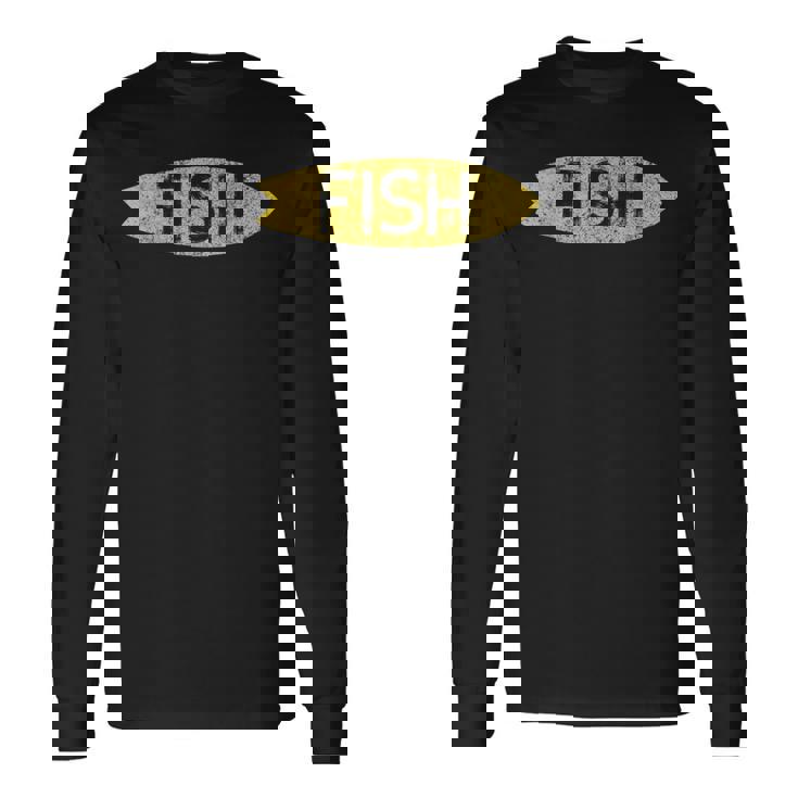 ロングボード サーフボード ヴィンテージ レトロ フィッシュタイプ 長袖Tシャツ