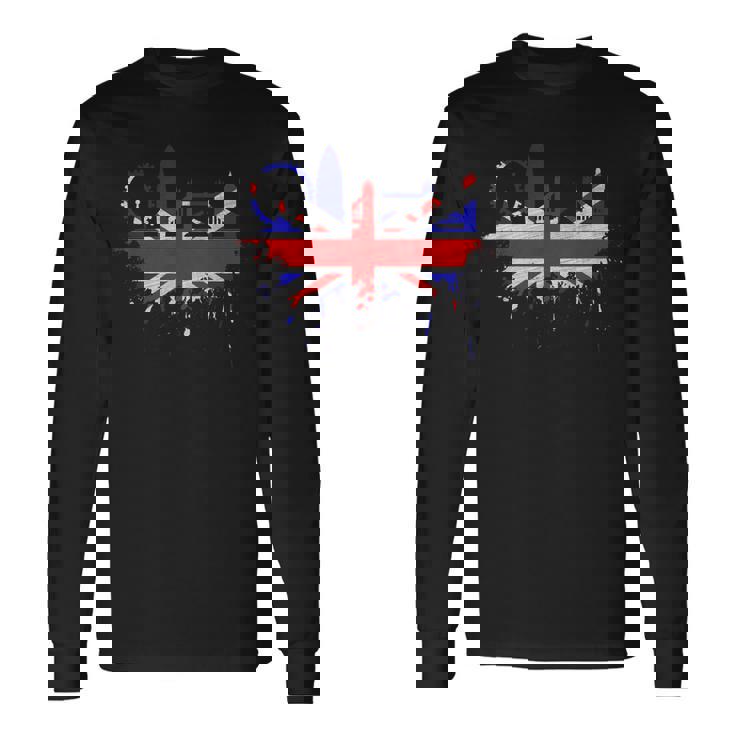 ロンドン スカイライン イギリス 愛 ユニオンジャック イギリス国旗 長袖Tシャツ