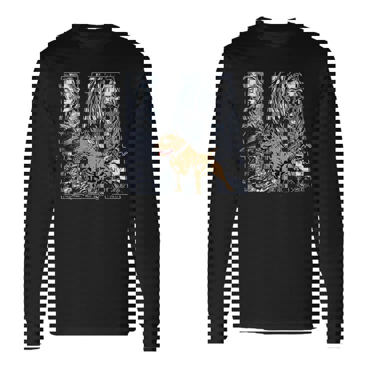 メンズ ローライダー スタイル、La ピットブル ドッグ。チカーノ・チョロ、ラティーノ 長袖Tシャツ