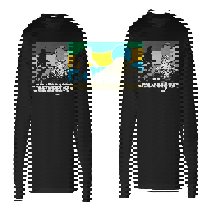 ワシントン州立大学ホームマウンテンズ ビッグフット サスカッチ イエティ ギフト 長袖Tシャツ