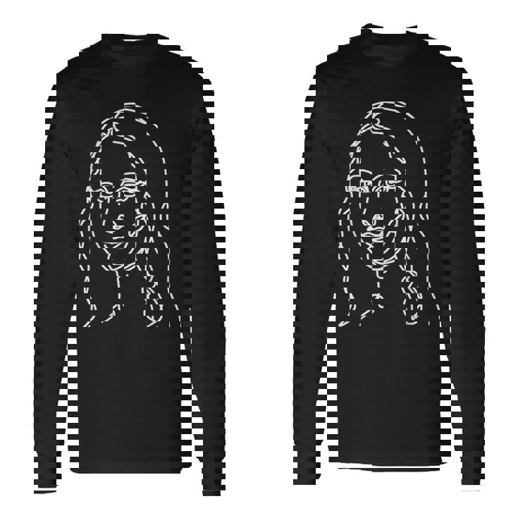 ワンラインアート デッサン ダヴィンチのモナリザ 長袖Tシャツ