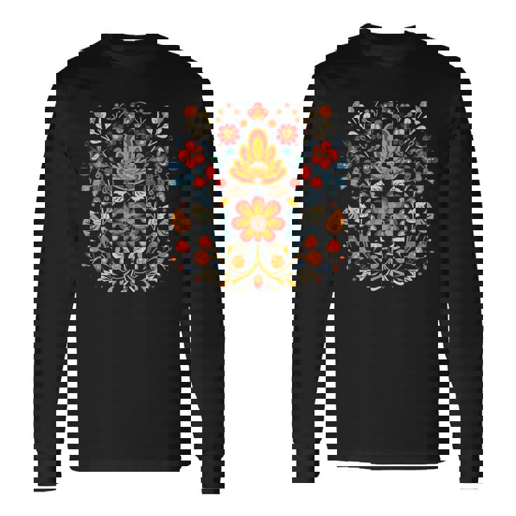 ヴィシヴァンカ キリル文字刺繍 国民的 民族的 花 異教の 長袖Tシャツ