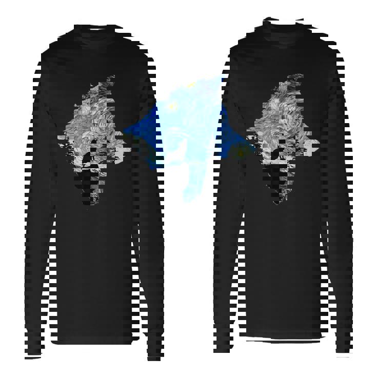 ヴィンセント・ヴァン・ゴッホ作 星月夜狼 有名な絵画 長袖Tシャツ