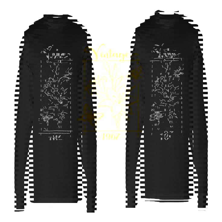 ヴィンテージ 1967 百合花 蝶 56歳 56歳の誕生日 長袖Tシャツ