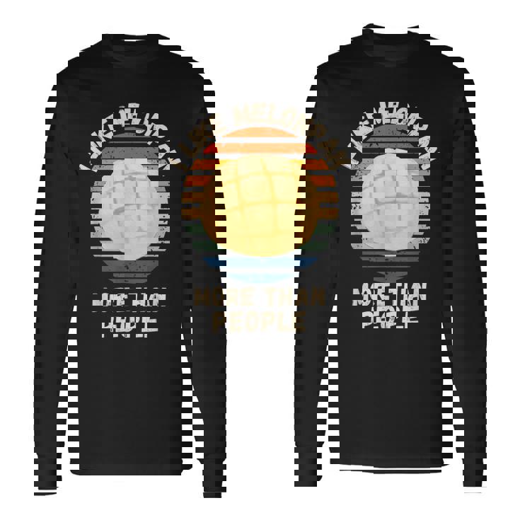 ヴィンテージ I Like Melonpan More Than People レトロ メロンパン 長袖Tシャツ ギフトのアイデア