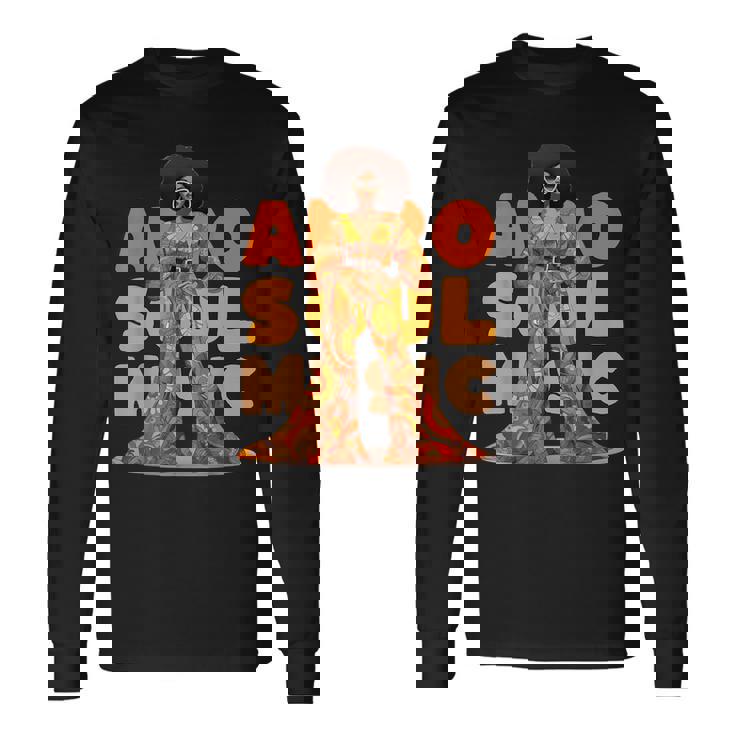 ヴィンテージ アフロ ソウル ミュージック グルービー ブラック クイーン メラニン 長袖Tシャツ