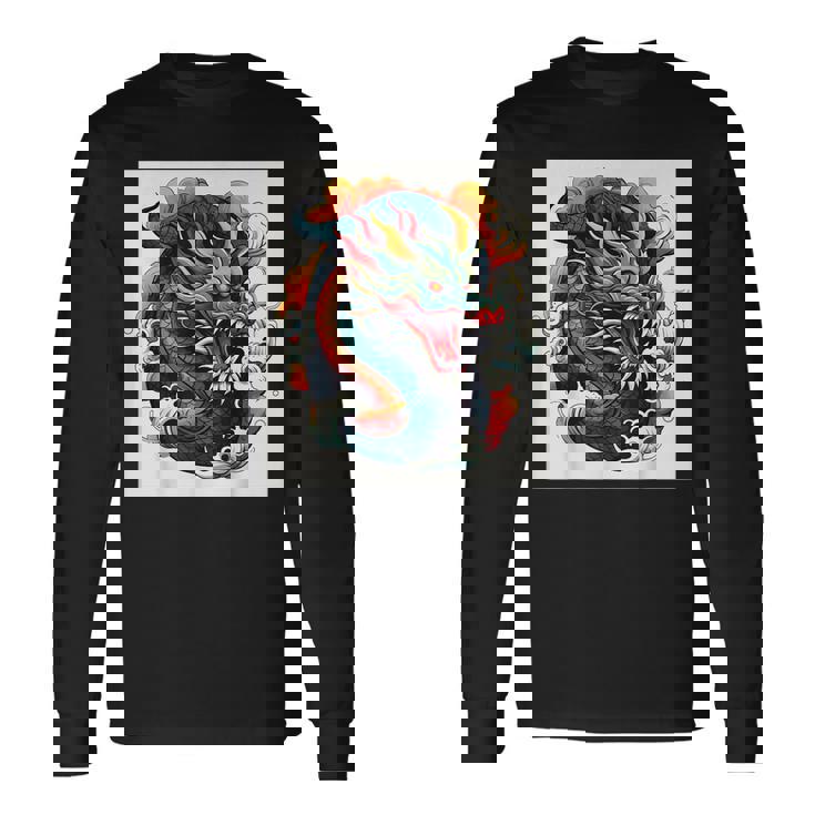 ヴィンテージ タトゥー アート ドラゴン 長袖Tシャツ