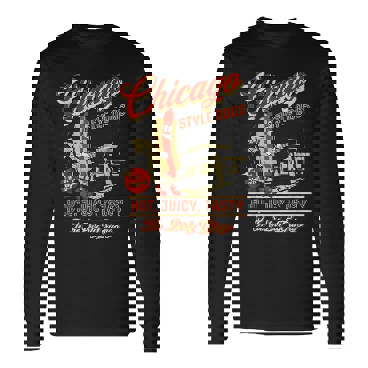 ヴィンテージ ダーティ グリンゴ シカゴスタイル ホットドッグ レトロ バイカー 長袖Tシャツ