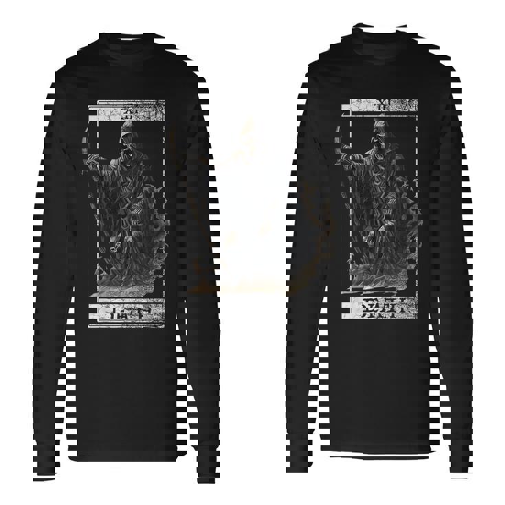 ヴィンテージ デス タロット カード 死神 オカルト悪魔の恐怖 長袖Tシャツ
