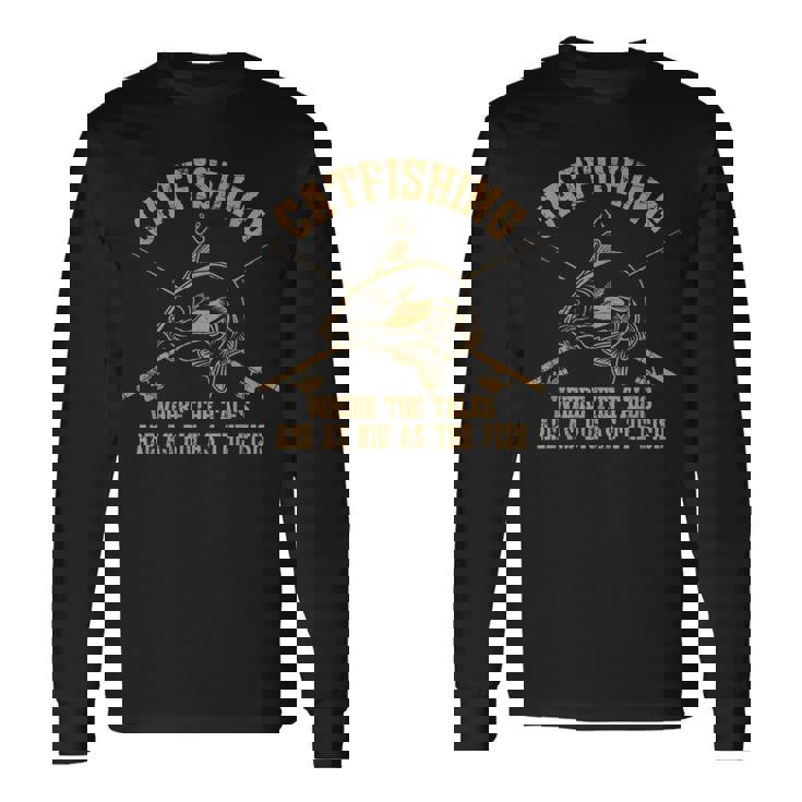 ヴィンテージ ナマズ 面白い ナマズ 釣り フィッシング フィッシャーマン 長袖Tシャツ