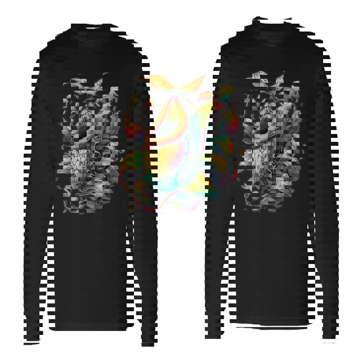 ヴィンテージ ネペンテス ピッチャー 植物ティー 食虫植物アート 長袖Tシャツ