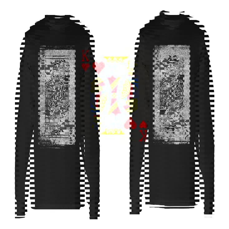 ヴィンテージ ハートのキングトランプ ハロウィン カジノ 長袖Tシャツ