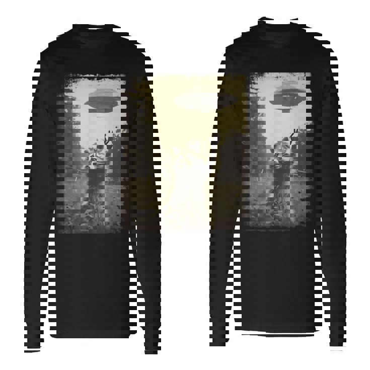 ヴィンテージ ヒップスター レトロ Hip Hop Uap ストリートウェア エイリアン 面白い Ufo ラクーン 長袖Tシャツ