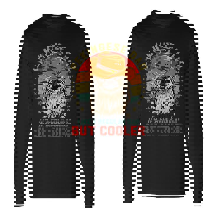 ヴィンテージ レトロ ペキニーズパパ Like Regular Dad But Cooler 長袖Tシャツ