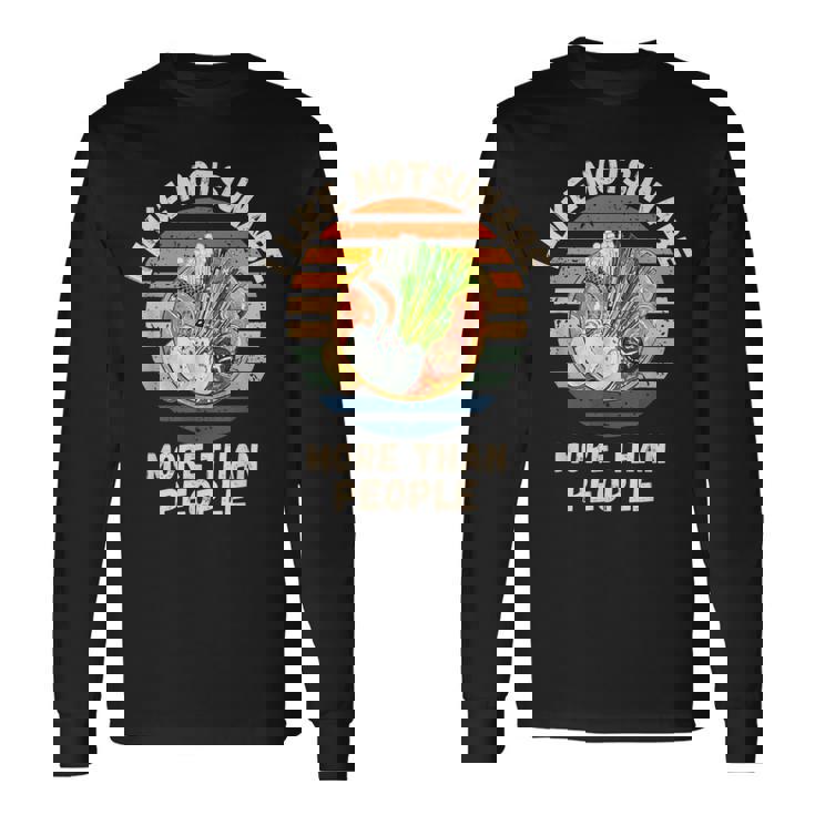 ヴィンテージ 人よりモツナベが好き レトロ もつ鍋 長袖Tシャツ