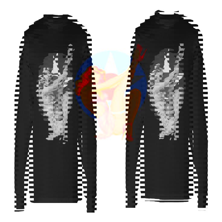 ヴィンテージ 愛国心ピンナップガール 長袖Tシャツ