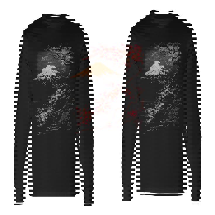 ヴィンテージ 桜 富士山 日本アート 日本 グラフィック 長袖Tシャツ