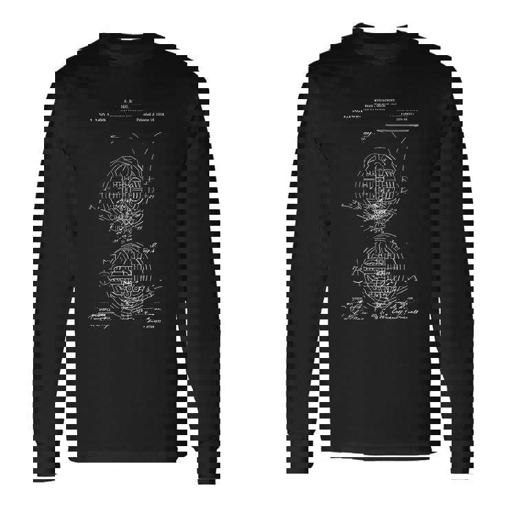 ヴィンテージ 特許プリント 1914 フレンチホルン奏者 長袖Tシャツ