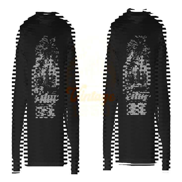 ヴィンテージ1950 パームツリー 75歳の誕生日 長袖Tシャツ