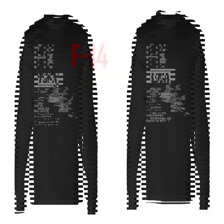 ヴィンテージf-14トムキャット戦闘機ジェット軍事航空ギフト 長袖Tシャツ