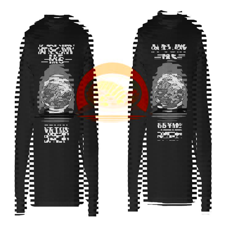 ヴィンテージかつカレーがすべてをより良くするレトロ。 長袖Tシャツ