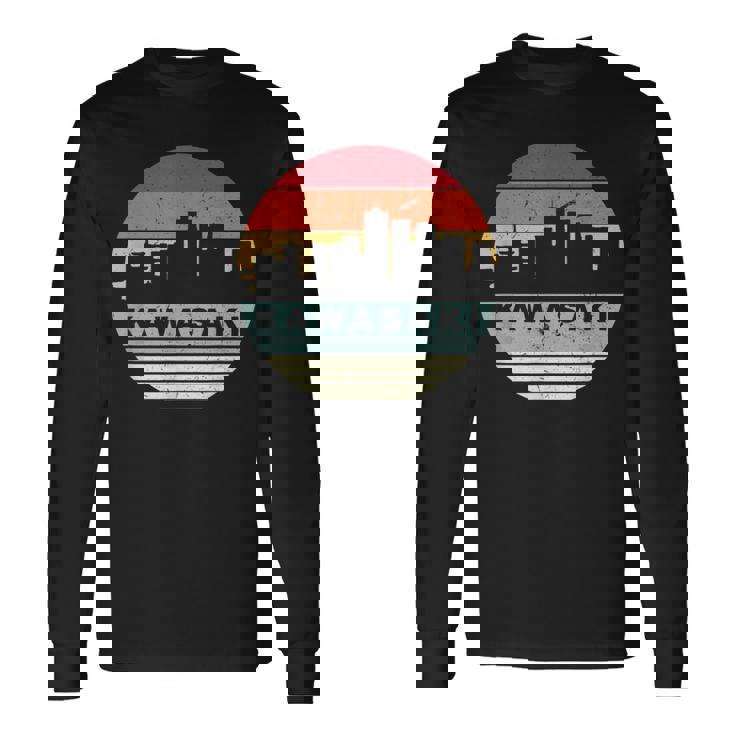 ヴィンテージカワサキスカイラインシルエット 長袖Tシャツ