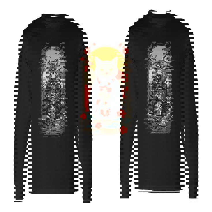 ヴィンテージジャパンの日本酒の猫ポスターデザイン。 長袖Tシャツ