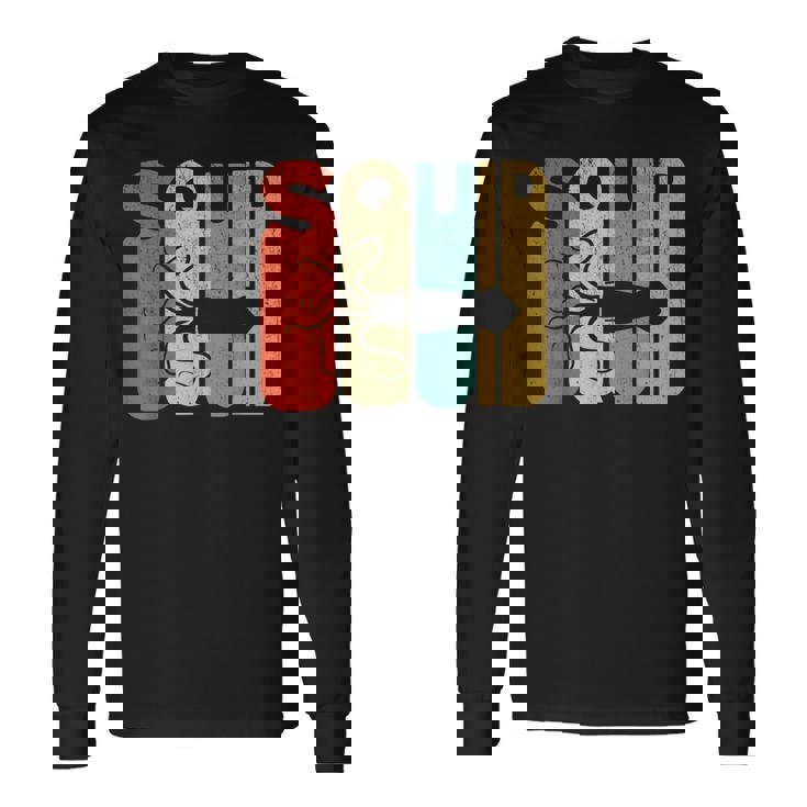 ヴィンテージスタイル イカシルエット 面白いイカシャツ 長袖Tシャツ