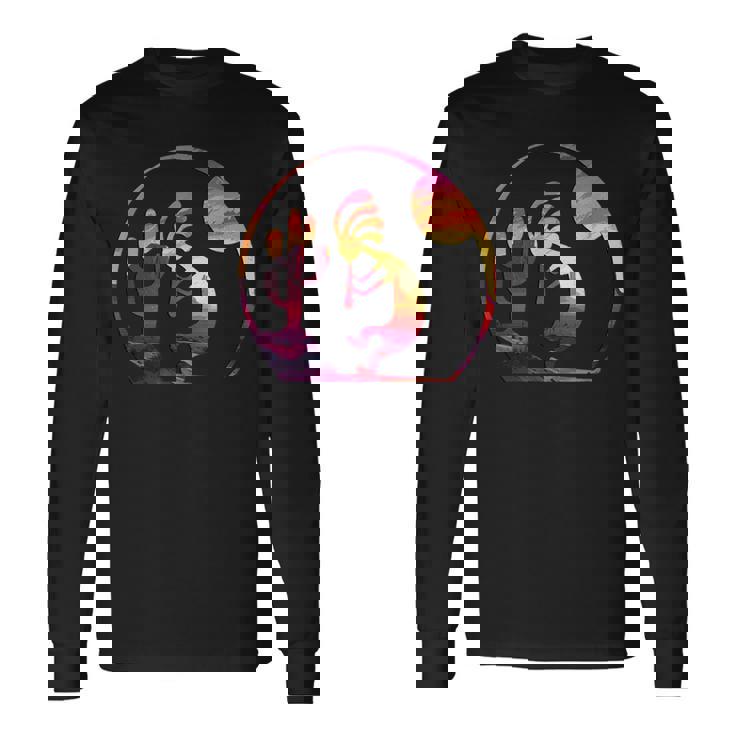 ヴィンテージネイティブアメリカンシンボル サンセット ココペリ 長袖Tシャツ