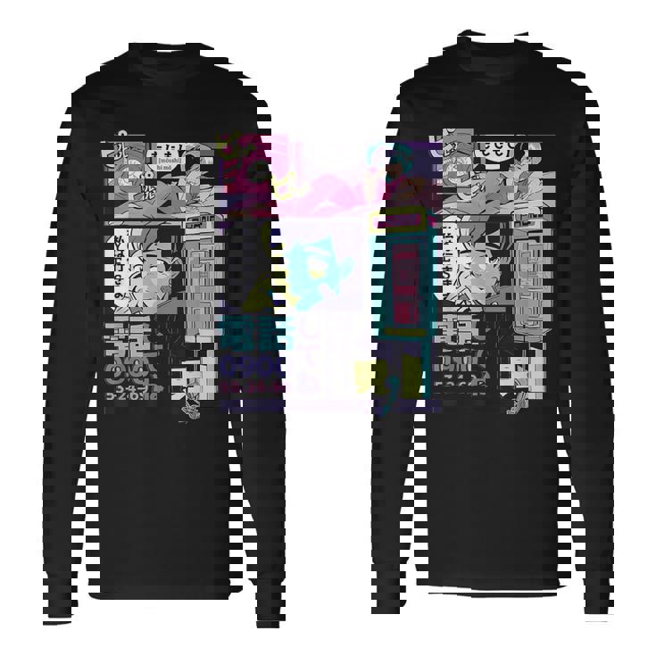 ヴィンテージ・アニメ・スタイル ミッドナイト・ジャパン・マンガ 長袖Tシャツ