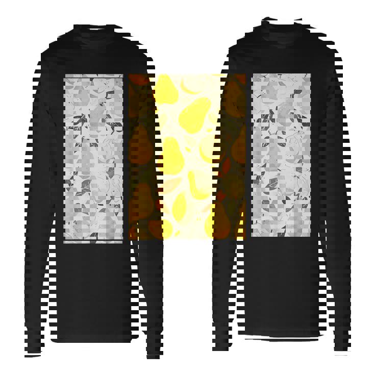 ヴィンテージ柄アート梨 長袖Tシャツ