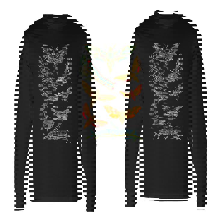 ヴィンテージ蛾 科学ギフト 昆虫 虫 イラスト 長袖Tシャツ