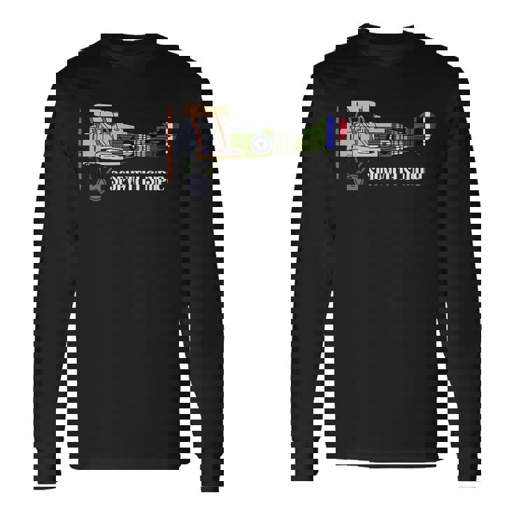 ヴィンテージ複葉機第一次世界大戦イギリス空軍ソッピーススナイプ 長袖Tシャツ