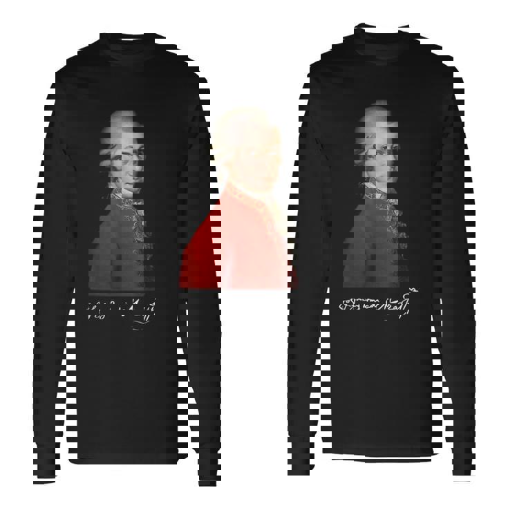 ヴォルフガング・アマデウス・モーツァルト 作曲家 シグネチャー クラシック音楽 長袖Tシャツ