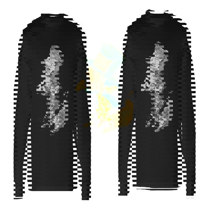 不思議の国のアリス マッドハッター ビンテージイラスト 長袖Tシャツ
