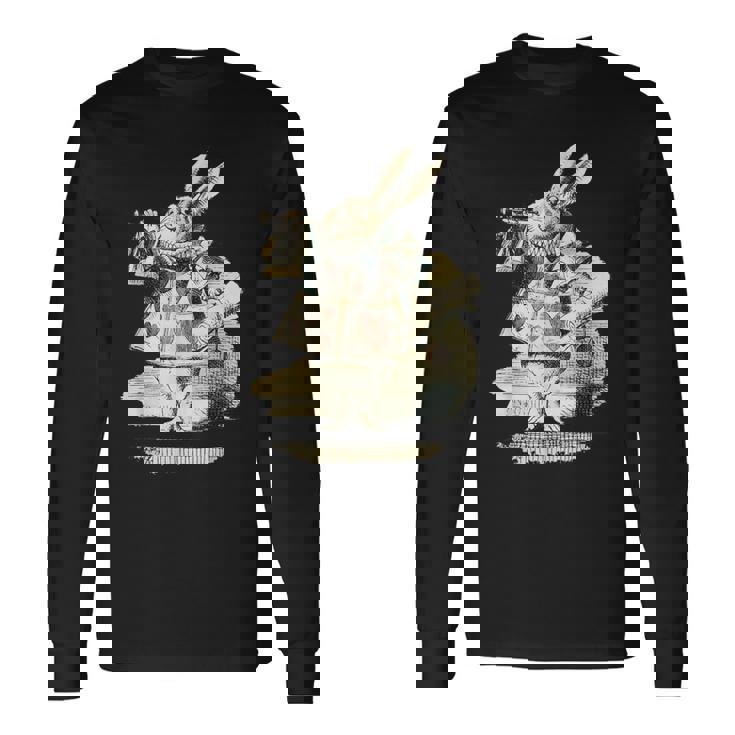 不思議の国のアリス 白ウサギ トランプデザイン 長袖Tシャツ