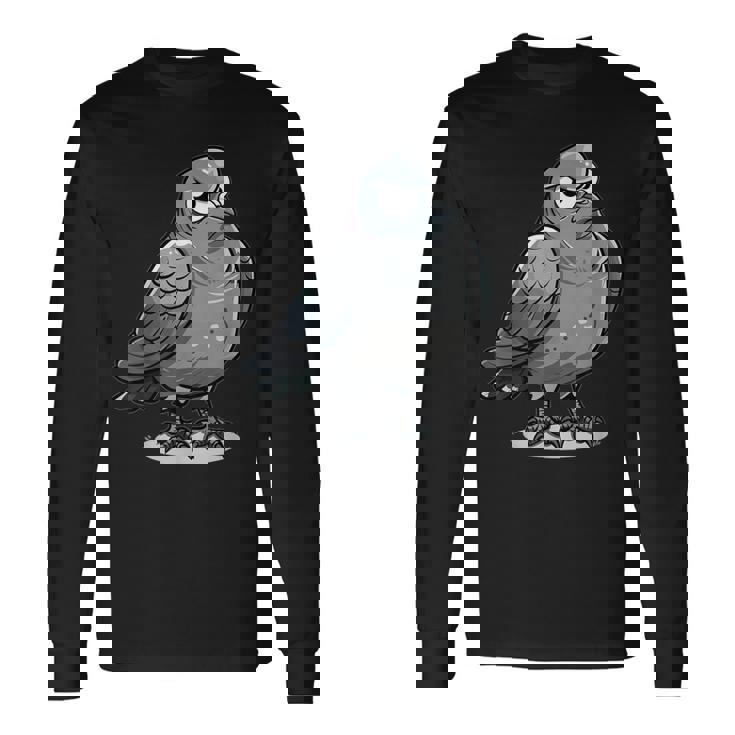 不機嫌そうなピジョン I カートゥーンピジョン 長袖Tシャツ