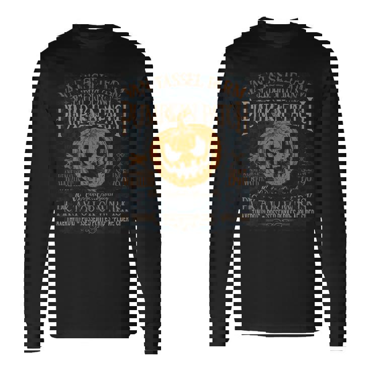 不気味なパンプキン パッチ スリーピー ホロウ ニューヨーク ハロウィン 長袖Tシャツ